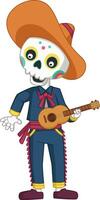 The day of the Dead. Mariachi skeleton band with musical instruments vector