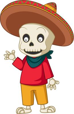 Cartoon Mexican skeleton with good posing