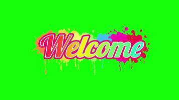 Welcome pop up animation motion chroma key green screen 4k template background. video