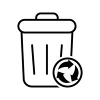 waste bin with recycle symbol icon vector