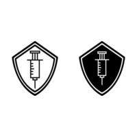 shield with syringe injection icon vector