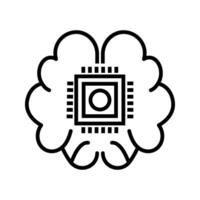 brain with processor chip icon vector