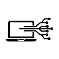 laptop with electrical circuit icon vector