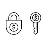 padlock and key with money symbol icon vector