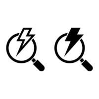 magnifying glass with lightning bolt icon vector