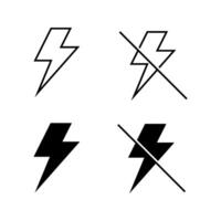 set of lightning bolt flash on and off icon vector