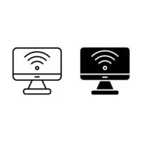 Monitor with wifi symbol icon vector