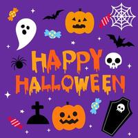 Halloween elements collection in flat design vector