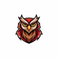 an owl head with a red and orange color vector