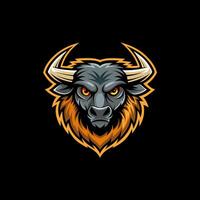 the head of an angry bull on a black background vector