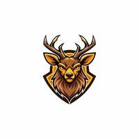 a deer head logo with a shield on it vector