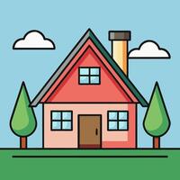 a house with a chimney and trees on the side vector