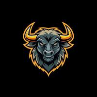 the head of a bull is shown on a black background vector