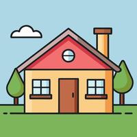 house with a tree and a cloud in the background vector