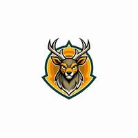 a deer head on a shield with a crown on it vector
