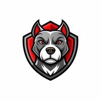 a dog head with red eyes on a shield vector