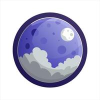 moon and clouds in the sky icon vector