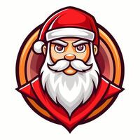 santa claus head in red and white beard vector