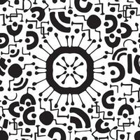 Black line virus print illustration. Seamless pattern on white background vector