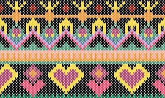 Embroidery pattern. Colorful background.Zig-zag Woven yarn knit seamless pattern. vector