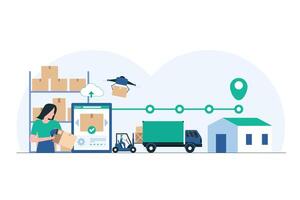 Warehouse Team Coordinating Logistics and Inventory Management. Illustration of Efficient Teamwork in Streamlining Supply Chain Operations. Illustration vector