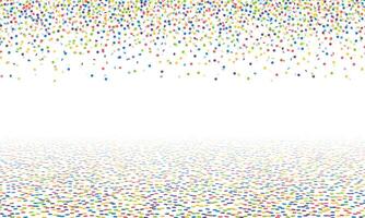 Falling colorful bright and lying on the floor confetti with free space in the center isolated on light background. vector