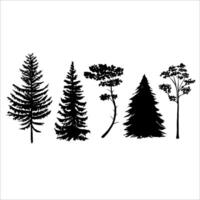 Set of hand draw abstract watercolor trees, illustration vector