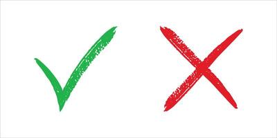 Set of green check mark and red cross vector