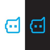 logo of a robot with blue color in black and white background vector