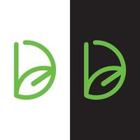combination of letter b and d and leaf in green color vector