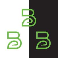 logo b in green color combination with leaf vector