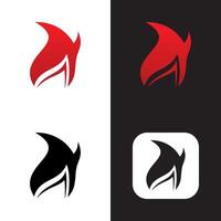 logo and icon of fire with red gradient color, also black and white color color logo illustration vector