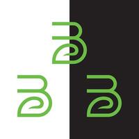 logo b in green color combination with leaf vector