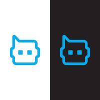 Two different logos for a robot with blue color in black and white background vector