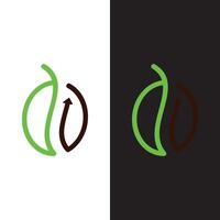 Two different logos for coffee beans in green and brown color vector
