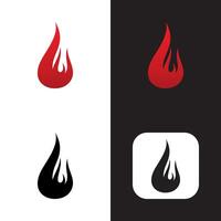 logo and icon of fire with red gradient color, also black and white color color logo illustration vector