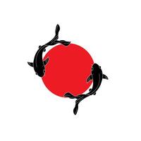 koi fish carp circle line Yin-yang symbol with koi instead of circles with no border. vector