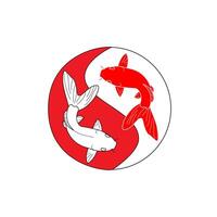 Yin-yang symbol with koi instead of circles with no border. vector