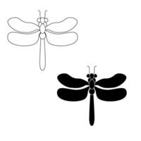 Dragonfly Line Art Doodle Illustration, Simple and minimalist insect dragonfly logo design. Outline dragonfly logo vector