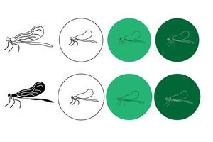 dragonfly set of line logos sketch on white background vector