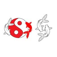 Yin-yang symbol with koi instead of circles with no border. vector