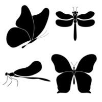 set of Butterfly and dragonfly logo. Luxury line logotype design. Butterfly symbol logotype. illustration vector