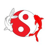 Koi fishes in the form of a symbol of Yin and Yang vector