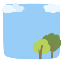 Note paper with the shape of clouds and trees png
