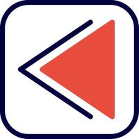 Backward Line Red Filled vector
