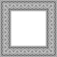 square black contour border, frame, Pompeii. Rectangle Neopolitan ornament. Art of Ancient Rome. Template for stained glass vector