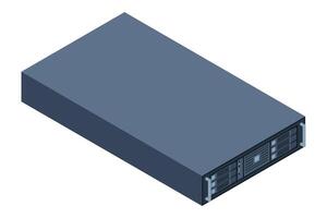 Isometric server. Server racks. Server boxes isolated. Network server room. Computer network technology. illustration vector