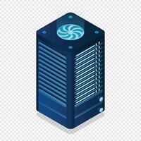 Isometric futuristic server. Isometric database or data center. Abstract blockchain. Computer storage. Cloud storage. illustration vector