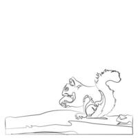 Cartoon squirrel on a rock. Illustration for animal coloring book. Coloring book for children. Illustration children coloring page with a picture of a squirrel for animal vector