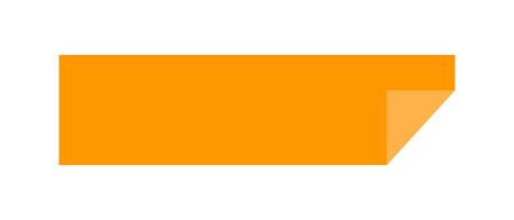 Folded empty paper pages. Glued paper wrinkled effect. Orange horizontal paper corner rolled up. vector